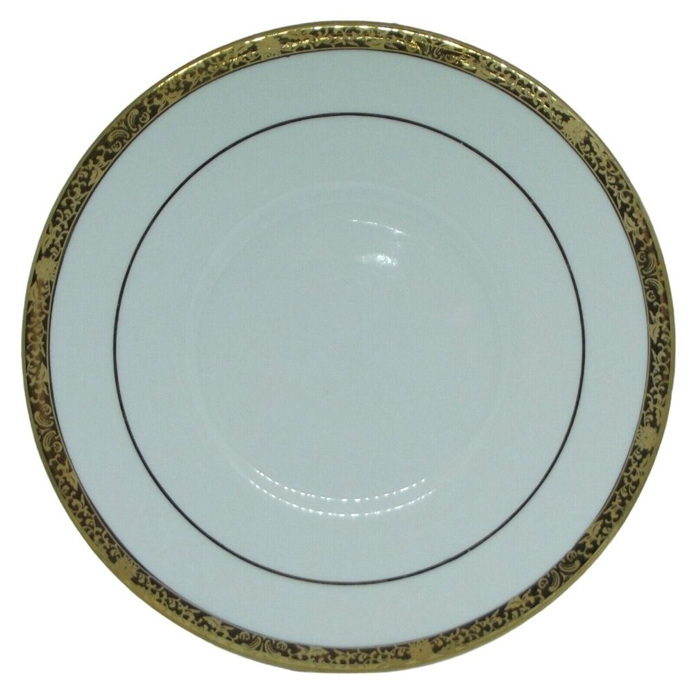 Imperial by China Pearl Saucer 6-3/8"White with Gold Trim (for coffee cup)